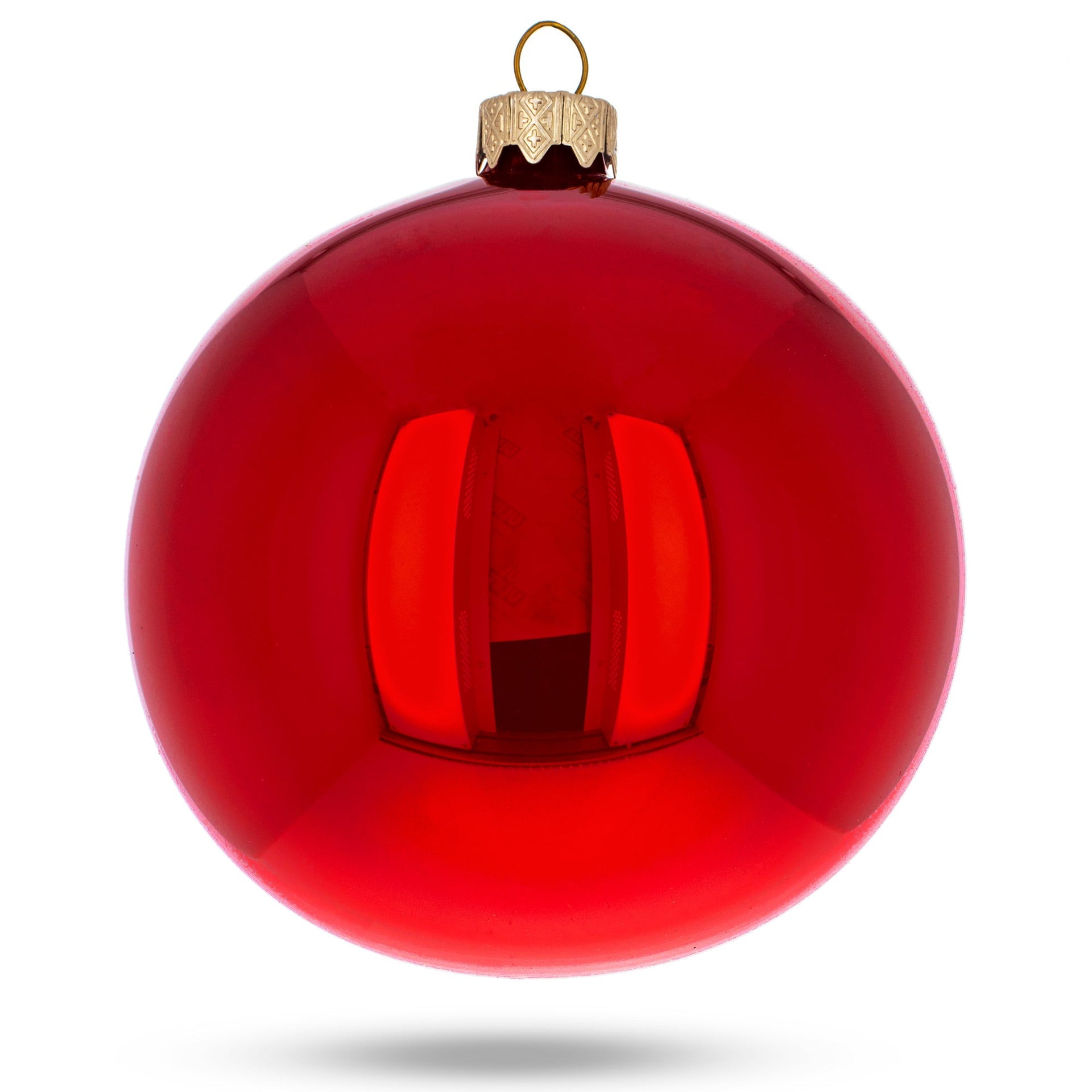 Set of 6 Red Glossy Glass Ball Christmas Ornaments 3.25 Inches