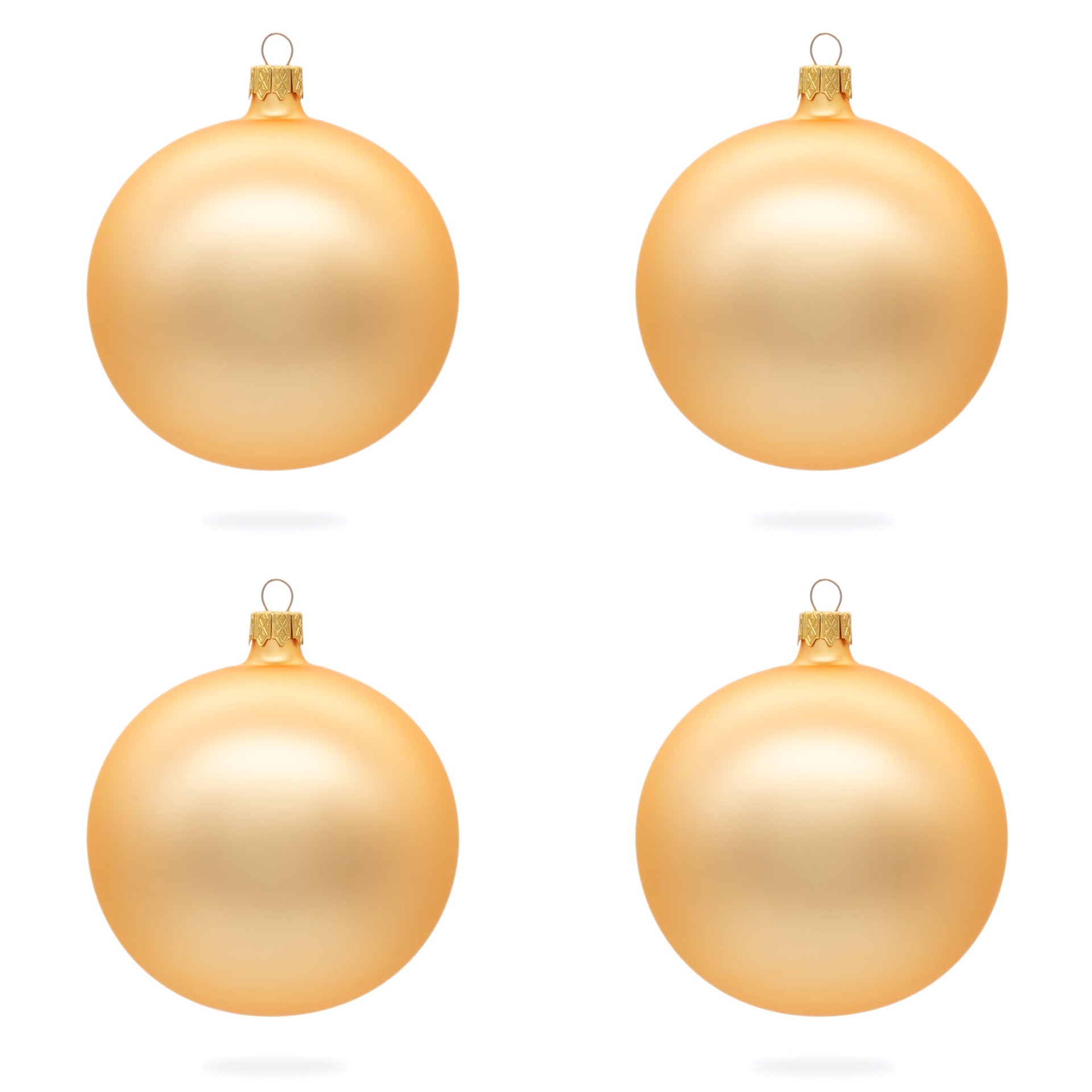 Set of 4 Rose Gold Glass Ball Ornaments 4 Inches