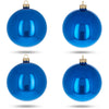 Set of 4 Glossy Blue Glass Ball Christmas Ornaments 4 Inches