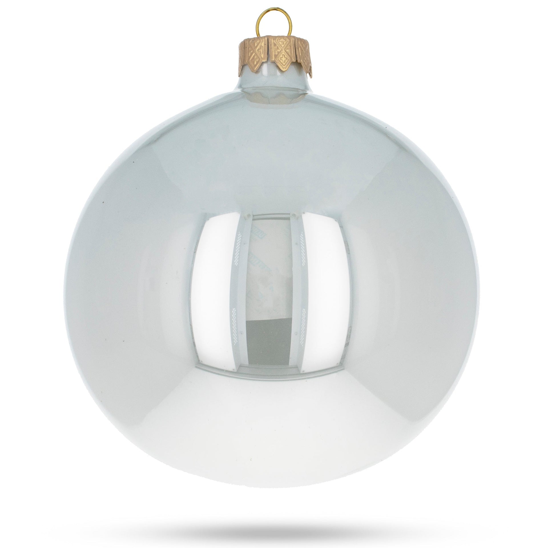 Set of 4 Glossy White Glass Ball Christmas Ornaments 4 Inches