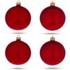 Set of 4 Red Matte Glass Ball Christmas Ornaments 4 Inches