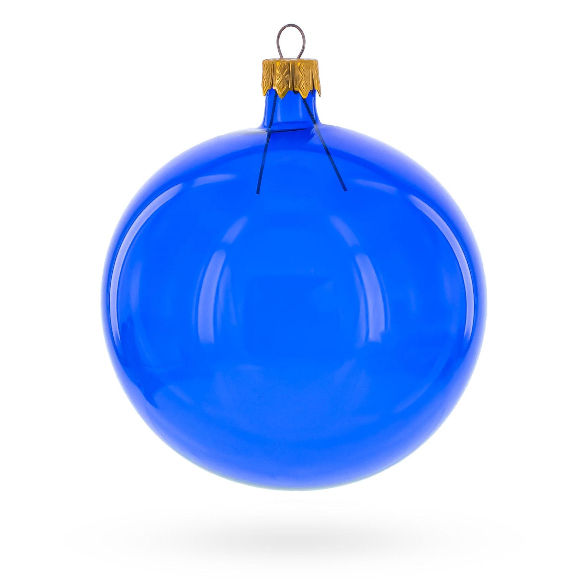 Set of 6 Translucent Glossy Blue Glass Ball Christmas Ornaments 4 Inches