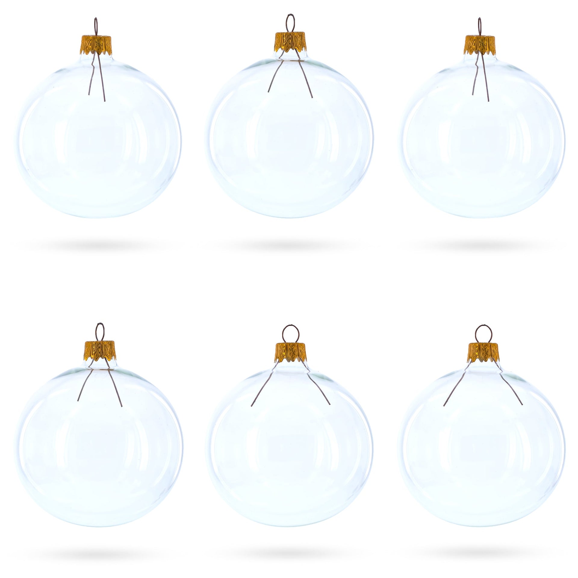 Set of 6 Clear Glass Ball Christmas Ornaments DIY Craft 3.25 Inches