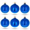 Set of 6 Glossy Blue Glass Ball Christmas Ornaments 3.25 Inches