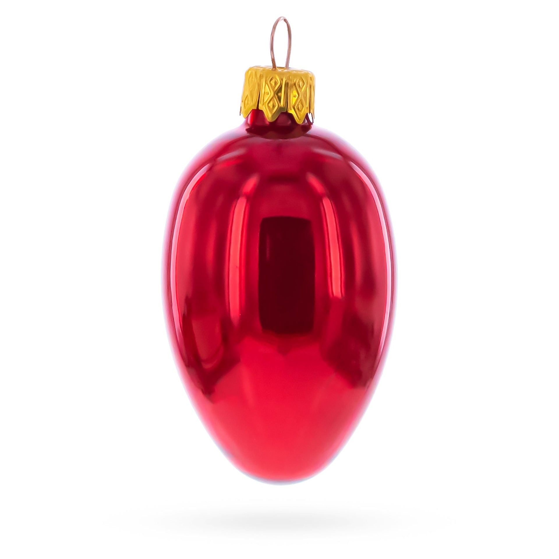 Set of 6 Glossy Red Mini Glass Egg Ornaments 2.9 Inches