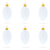 Set of 6 Glossy White Mini Glass Egg Ornaments 2.9 Inches