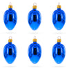 Set of 6 Glossy Blue Mini Glass Egg Ornaments 2.9 Inches