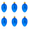 Set of 6 Matte Blue  Mini Glass Egg Ornaments 2.9 Inches