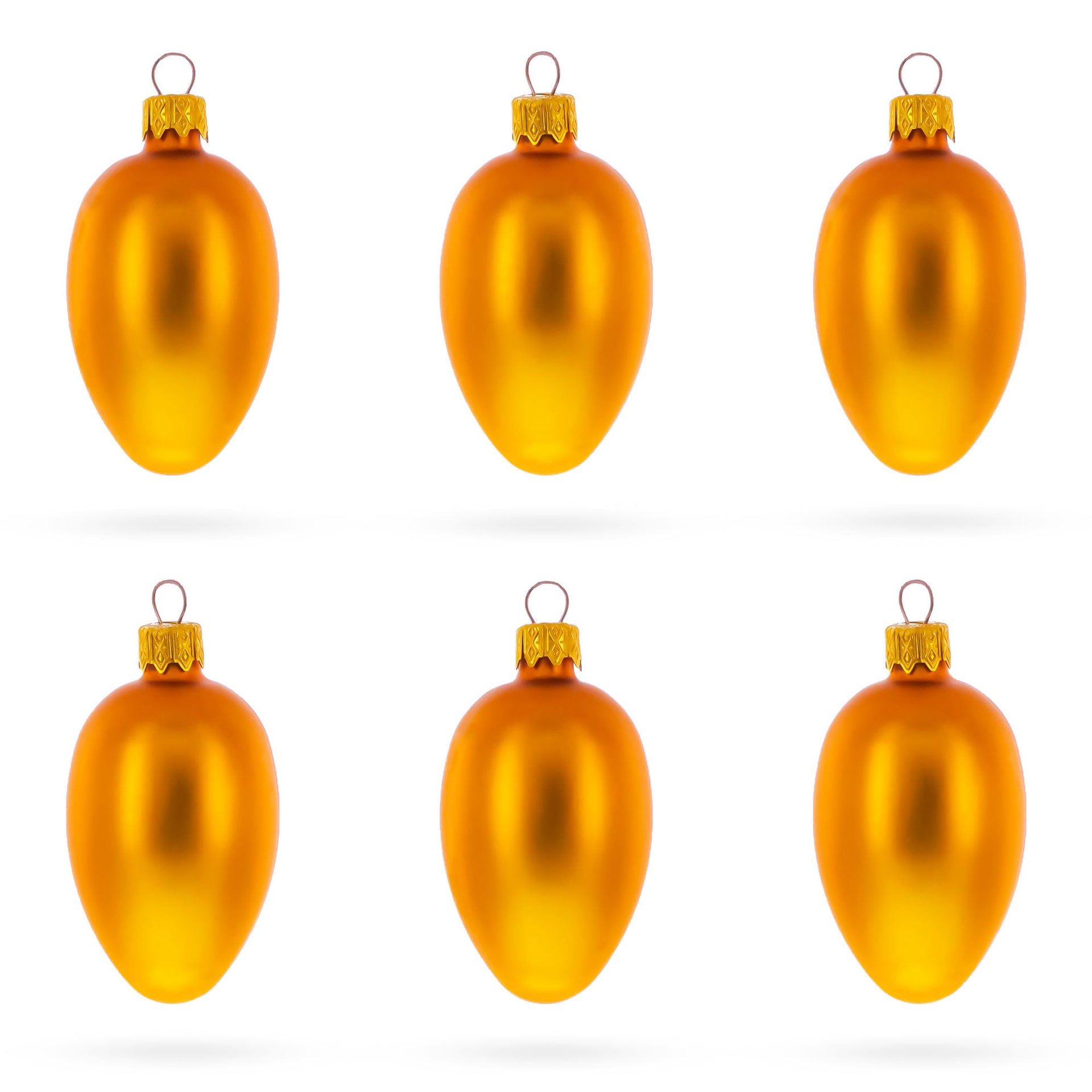 Set of 6 Matte Gold Mini Glass Egg Ornaments 2.9 Inches