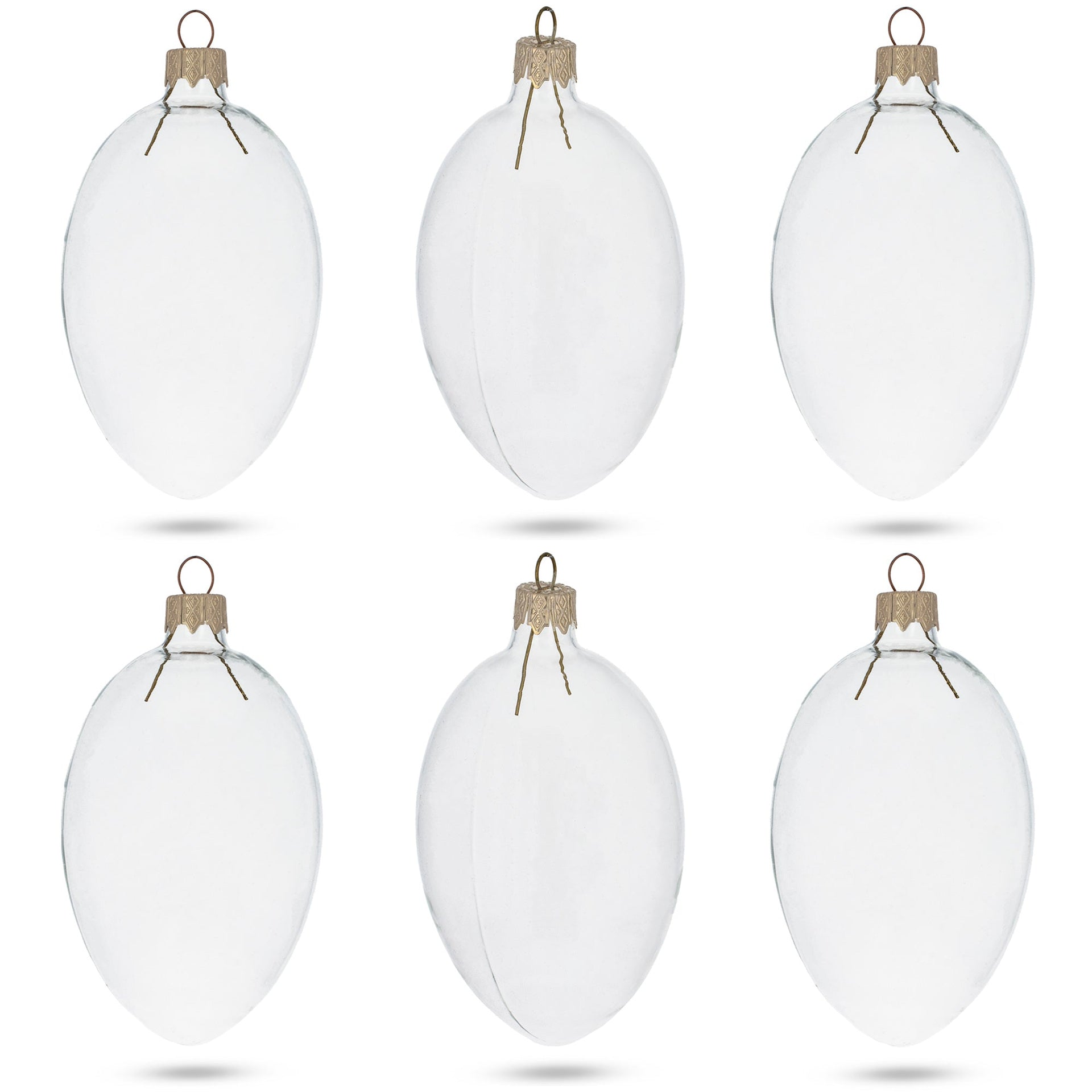 Set of 6 Clear Glass Egg Ornaments DIY Craft 4 Inches