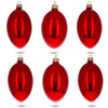 Set of 6 Red Glossy Glass Egg Ornaments 4 Inches