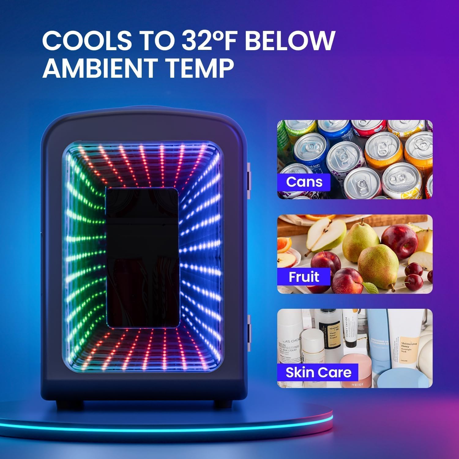 Mini Compact Refrigerator with Gaming Light F3404L