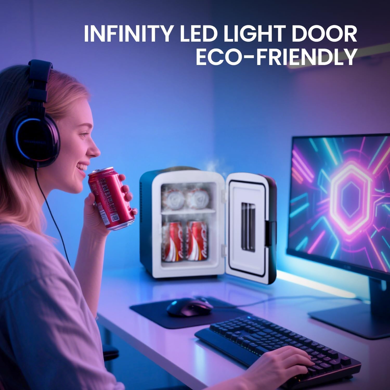 Mini Compact Refrigerator with Gaming Light F3404L