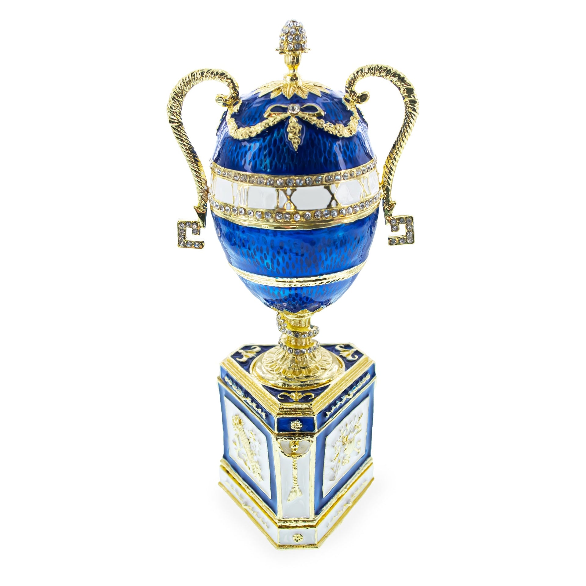 1895 Blue Serpent Clock Royal Imperial Easter Egg 7 Inches