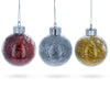 Set of 3 Filled Colorful Clear Plastic Christmas Ornaments 4 Inches
