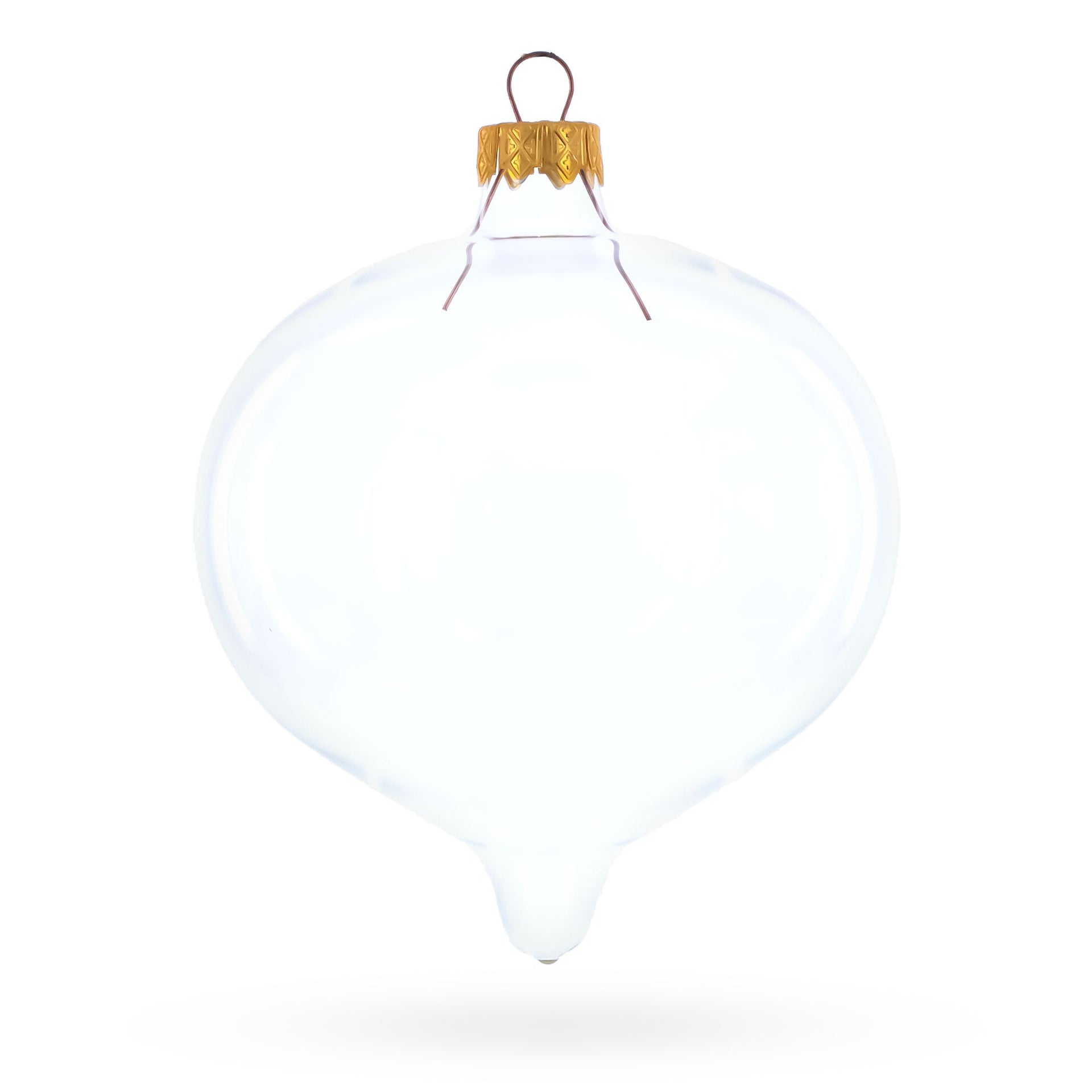 Set of 4 Pointed Onion-Shape Finial Clear Glass Christmas Ornaments