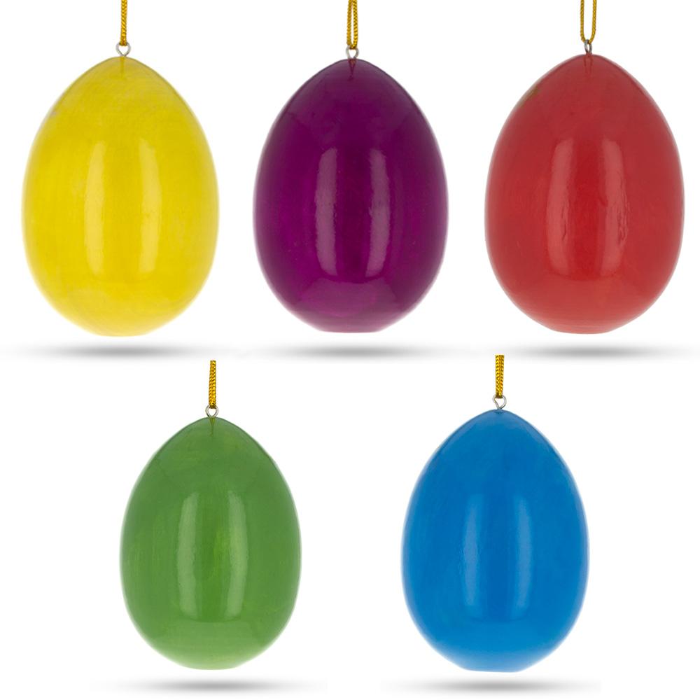 Set of 5 Wooden Egg Shaped Matryoshka Nesting Doll Ornaments