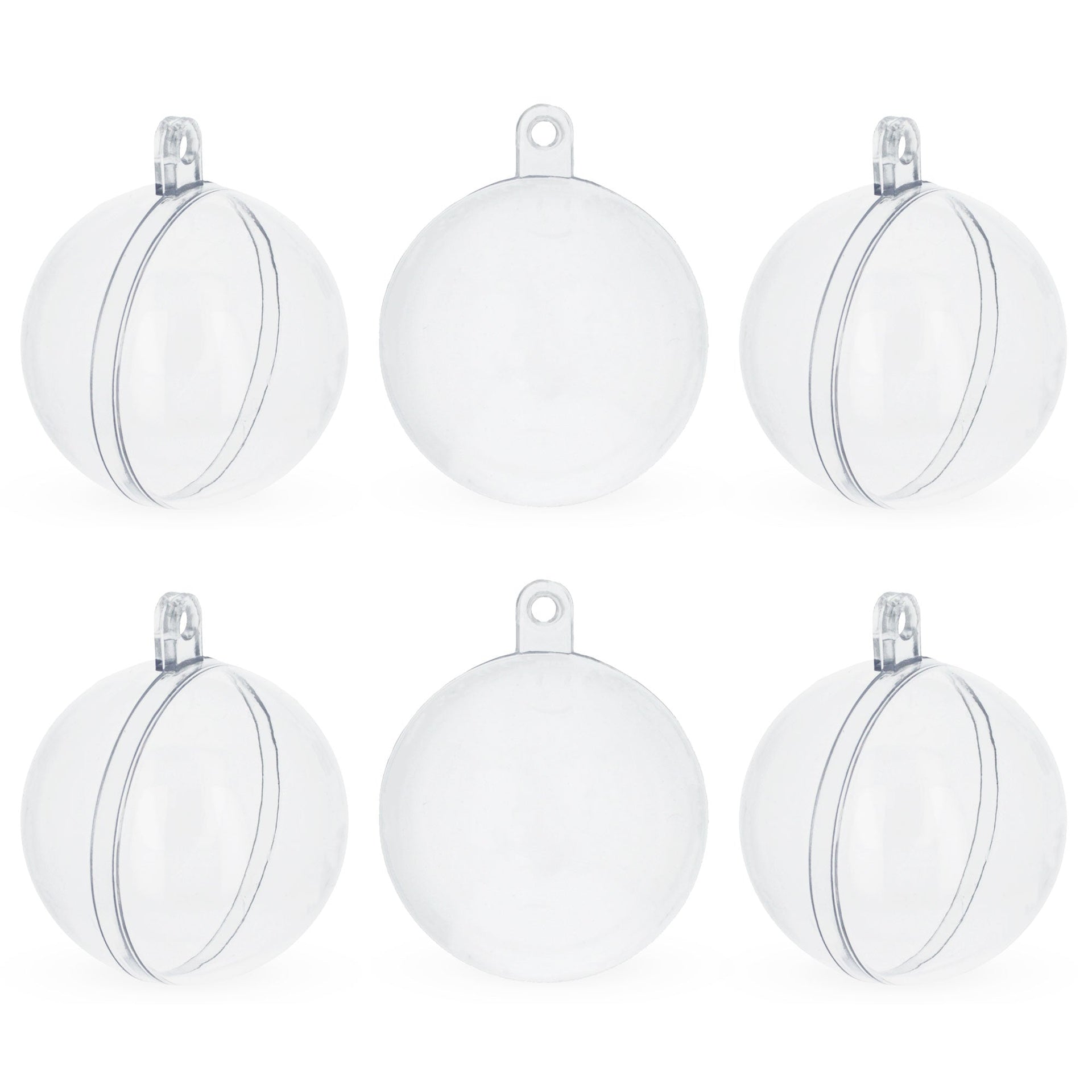 Set of 6 Mini Clear Plastic Ball Ornaments 1.92 Inches (49 mm)