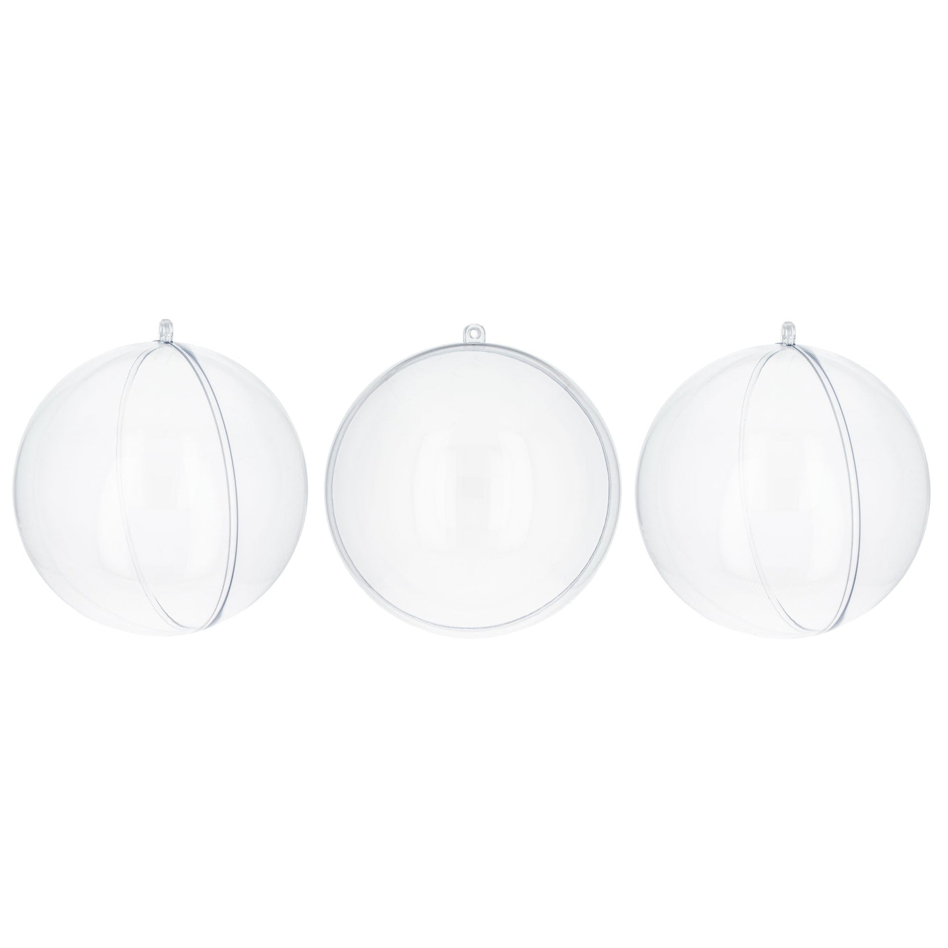 Set of 3 Clear Plastic Ball Ornaments 3.45 Inches (88 mm)