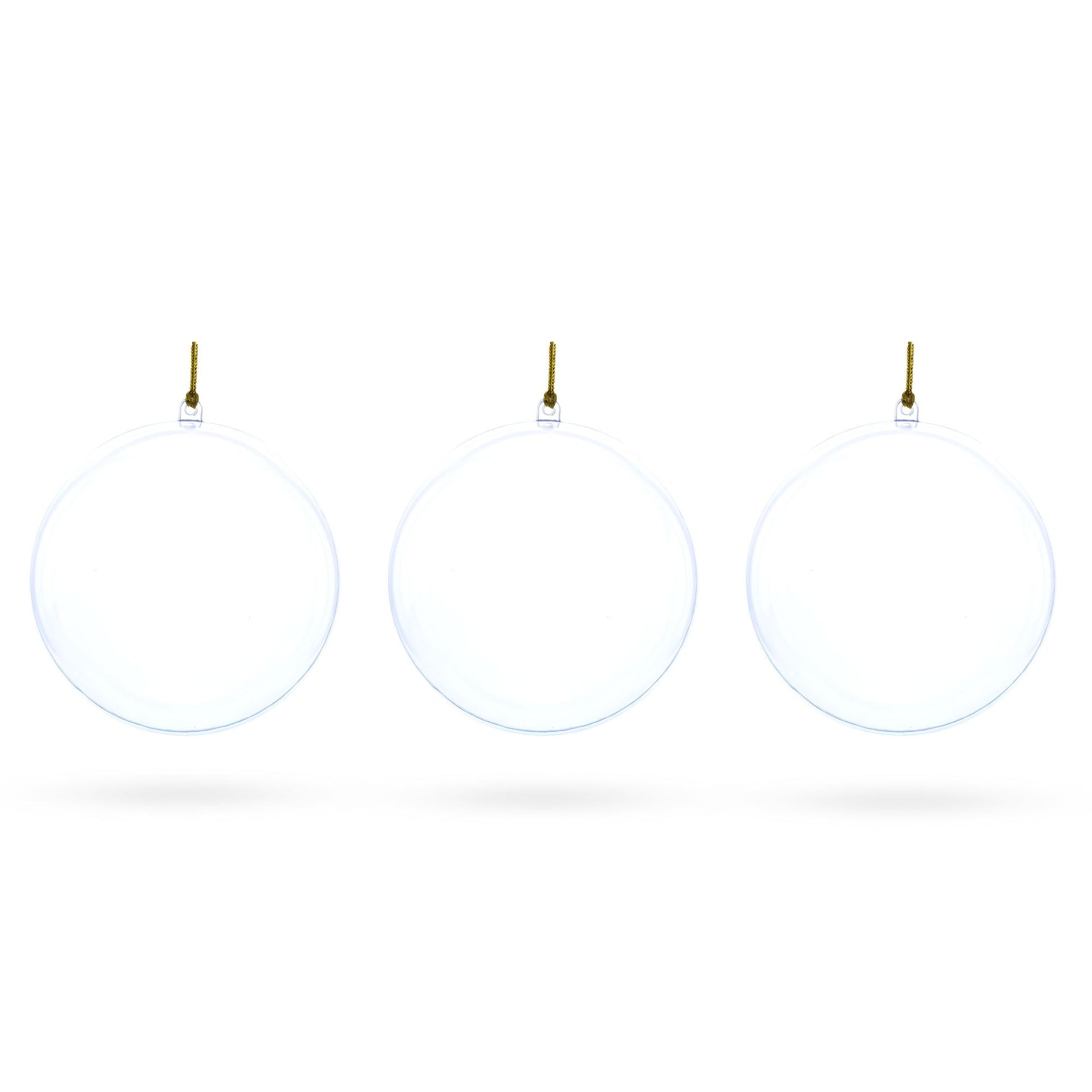 Set of 3 Clear Plastic Ball Ornaments 4.7 Inches