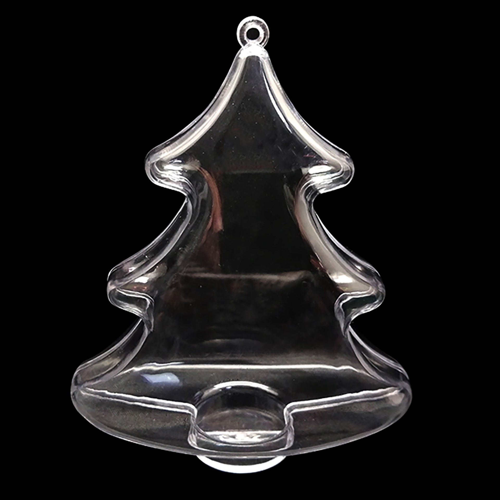 Set of 3 Clear Plastic Christmas Tree Shape Ornaments 4.35 Inches