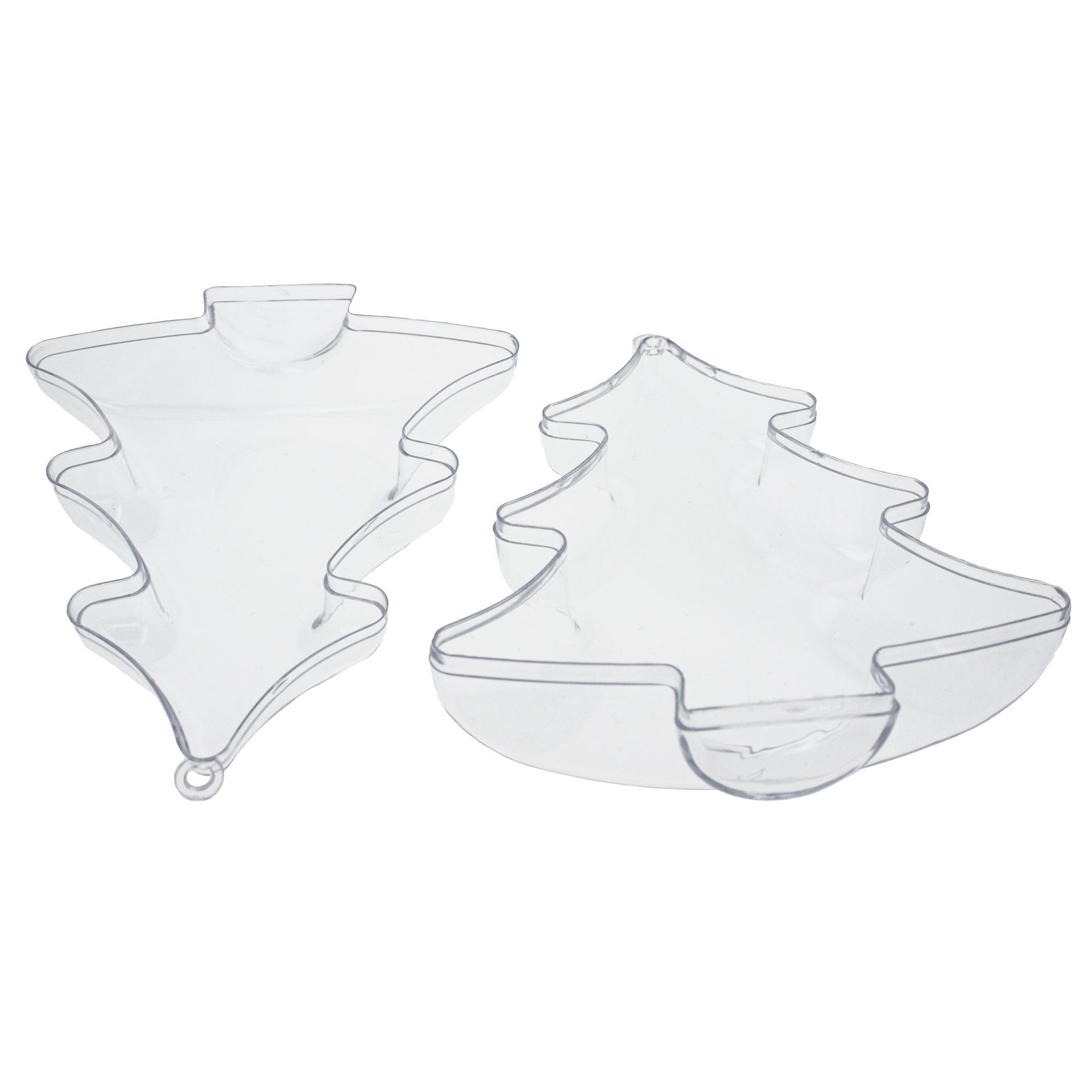 Set of 3 Clear Plastic Christmas Tree Shape Ornaments 4.35 Inches