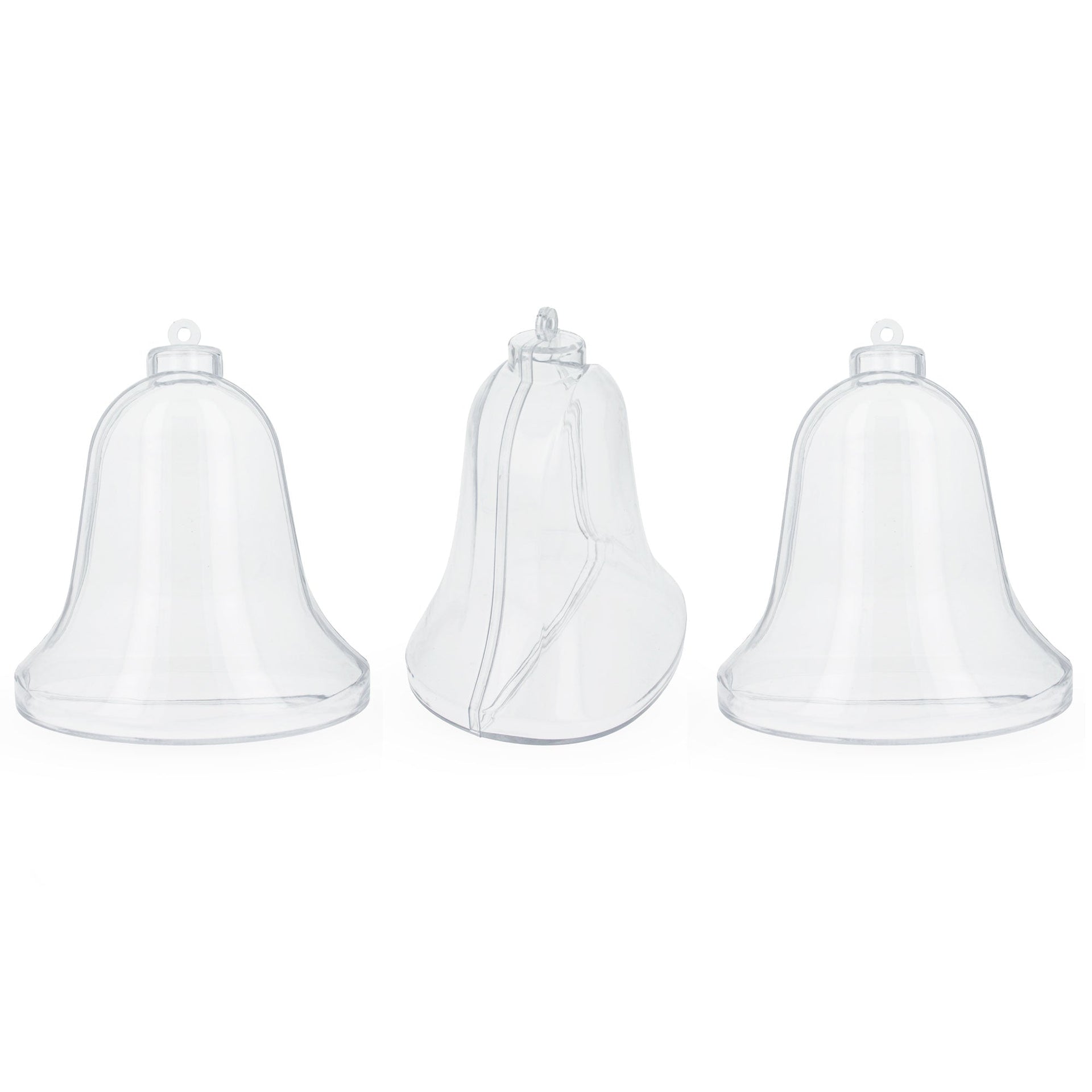 Set of 3 Clear Plastic Bell Ornaments 3.7 Inches (94 mm)