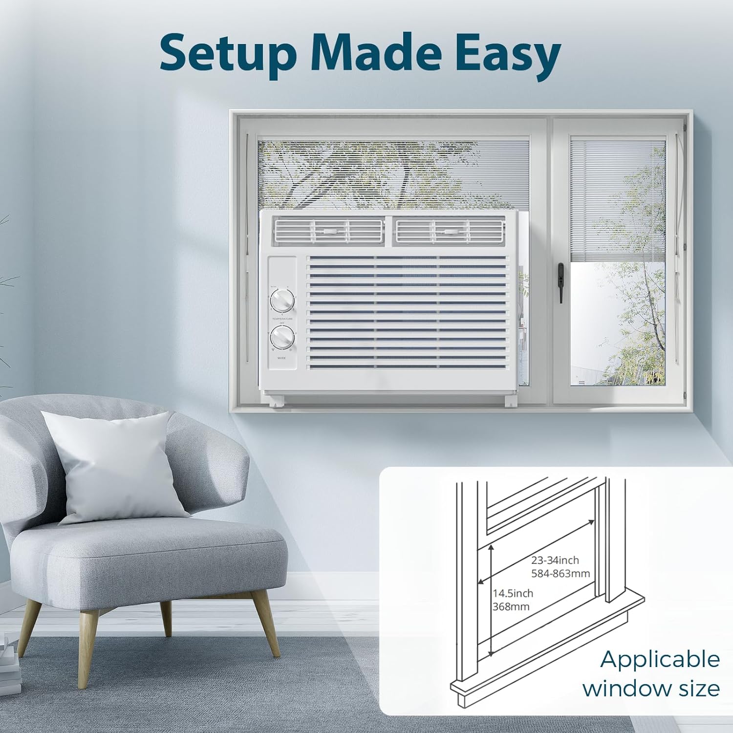 Window Air Conditioner, 7 Temp Dial, Cools up to 150 Sq.Ft. A8501W