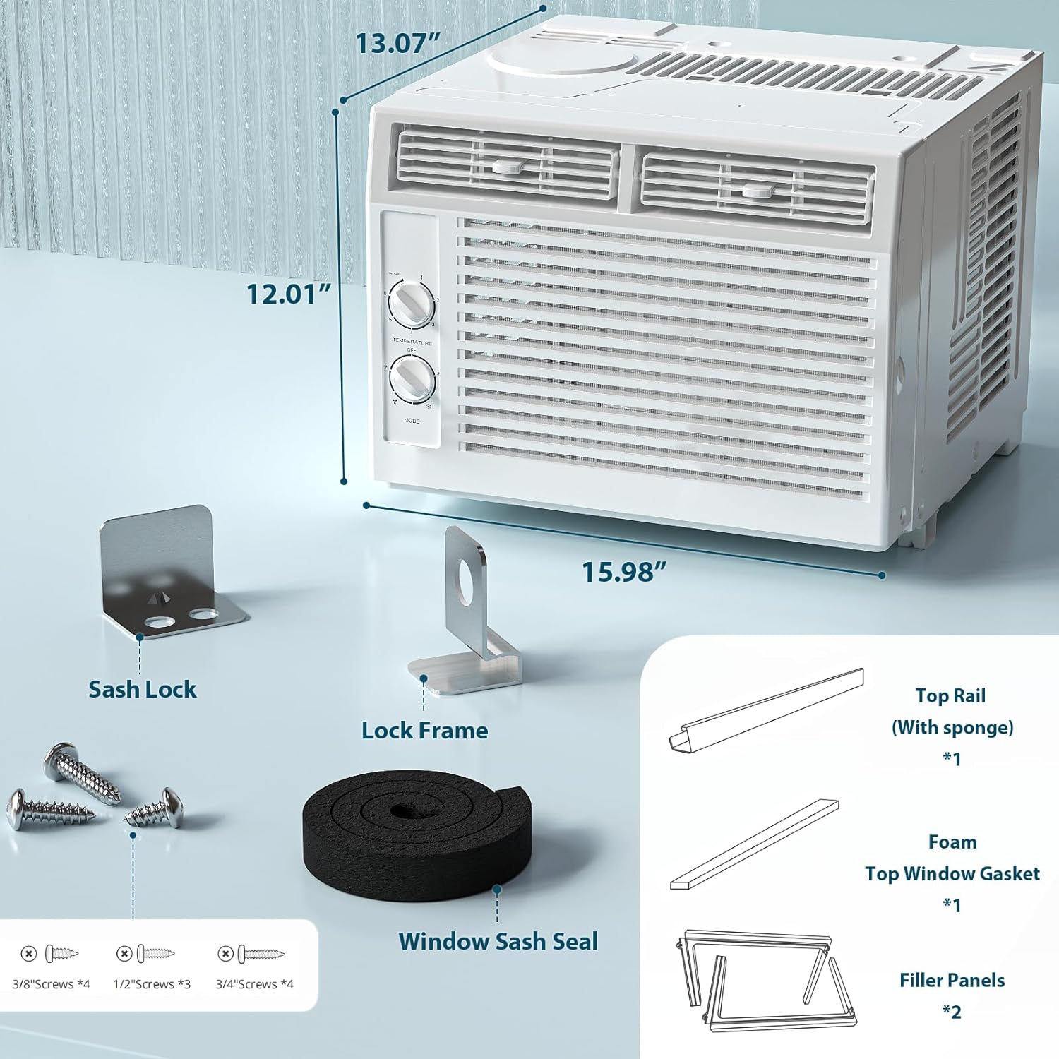 Window Air Conditioner, 7 Temp Dial, Cools up to 150 Sq.Ft. A8501W
