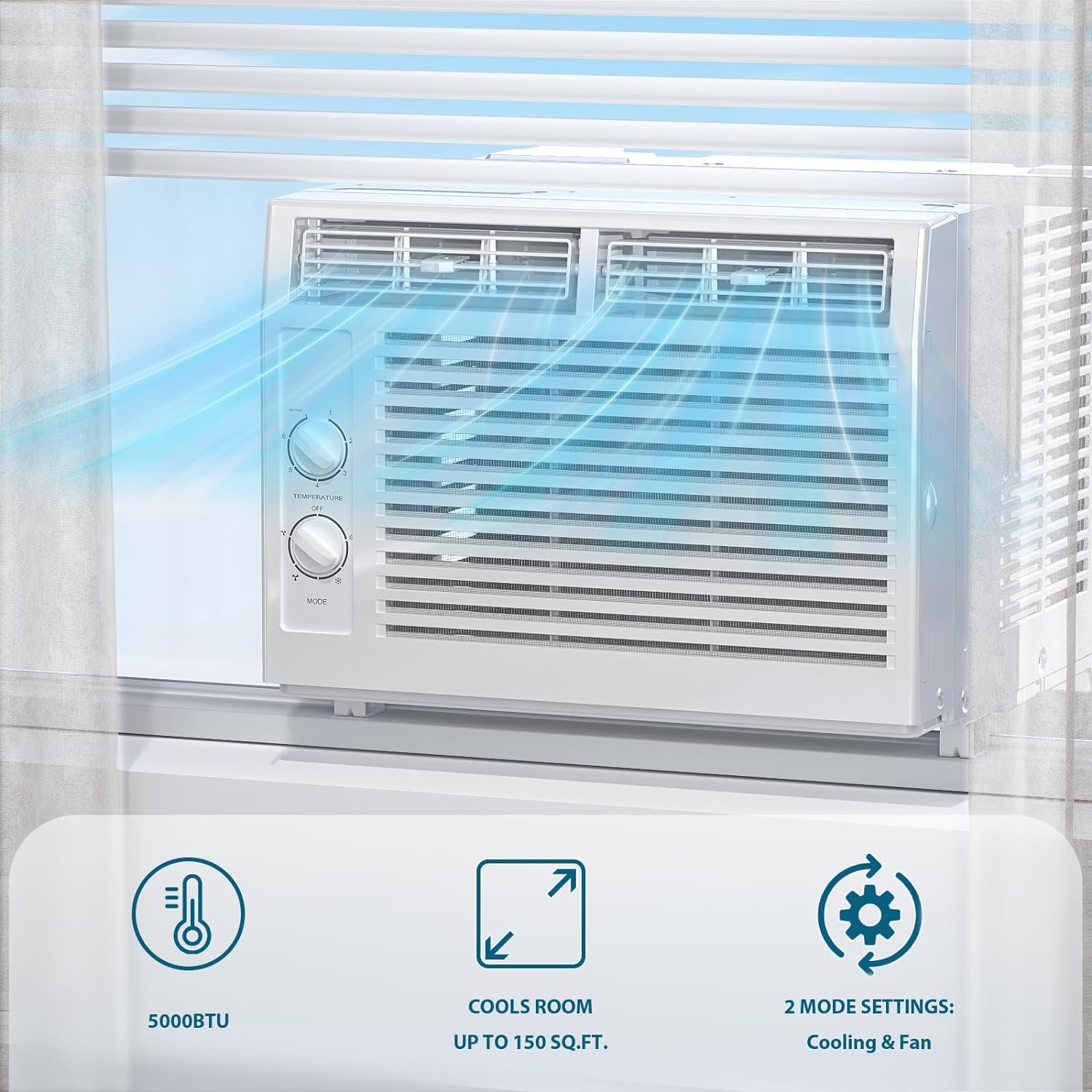 Window Air Conditioner, 7 Temp Dial, Cools up to 150 Sq.Ft. A8501W