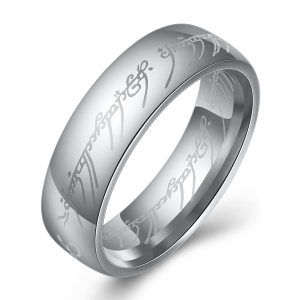 European and American movie peripheral laser Arabic font ring The Lord of the Rings stainless steel 6MM ring personality