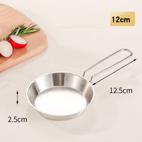 stainless steel folding handle frying pan outdoor flat bottomed frying pan mini frying pan portable frying pan camping equipment