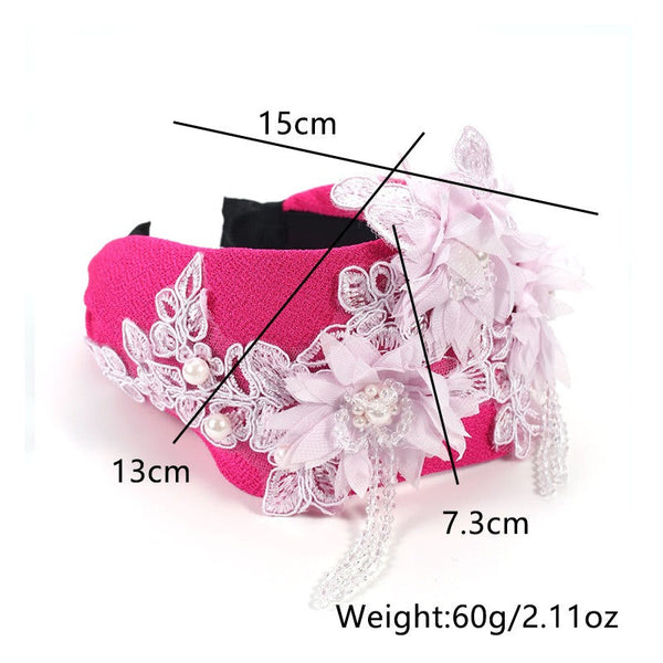 Fashionable handmade embroidery three-dimensional simulation crystal flower hair hoop