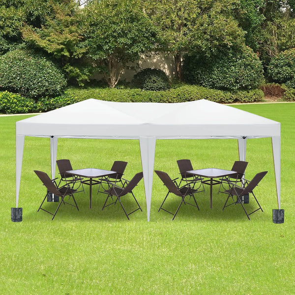 10'x20 'folding canopy with 6 detachable side walls outdoor activity shelters UPF 50+terrace portable tent (white)