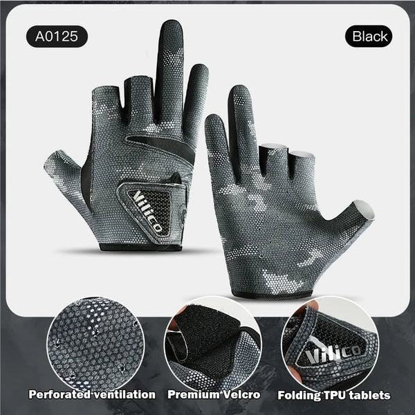 Outdoor fishing equipment - thin comfortable breathable leak proof 3-finger lure fishing gloves