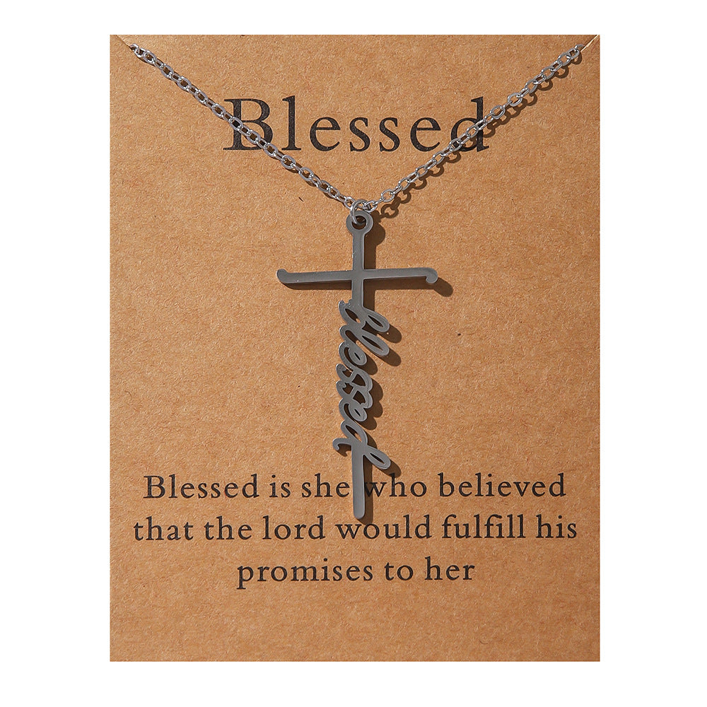Faith Religious Gift Stainless Steel Cross Collarbone Chain Sweater Chain