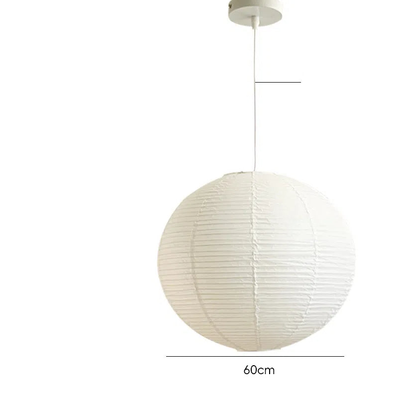 White Japanese style pendant light simple living room round rice paper round LED pendant light