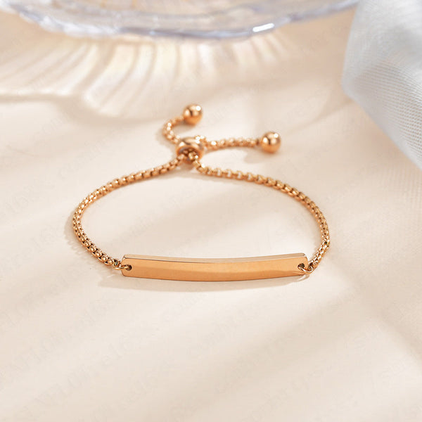 Stainless steel personalized engraved three color curved bracelet simple and personalized women's bracelet