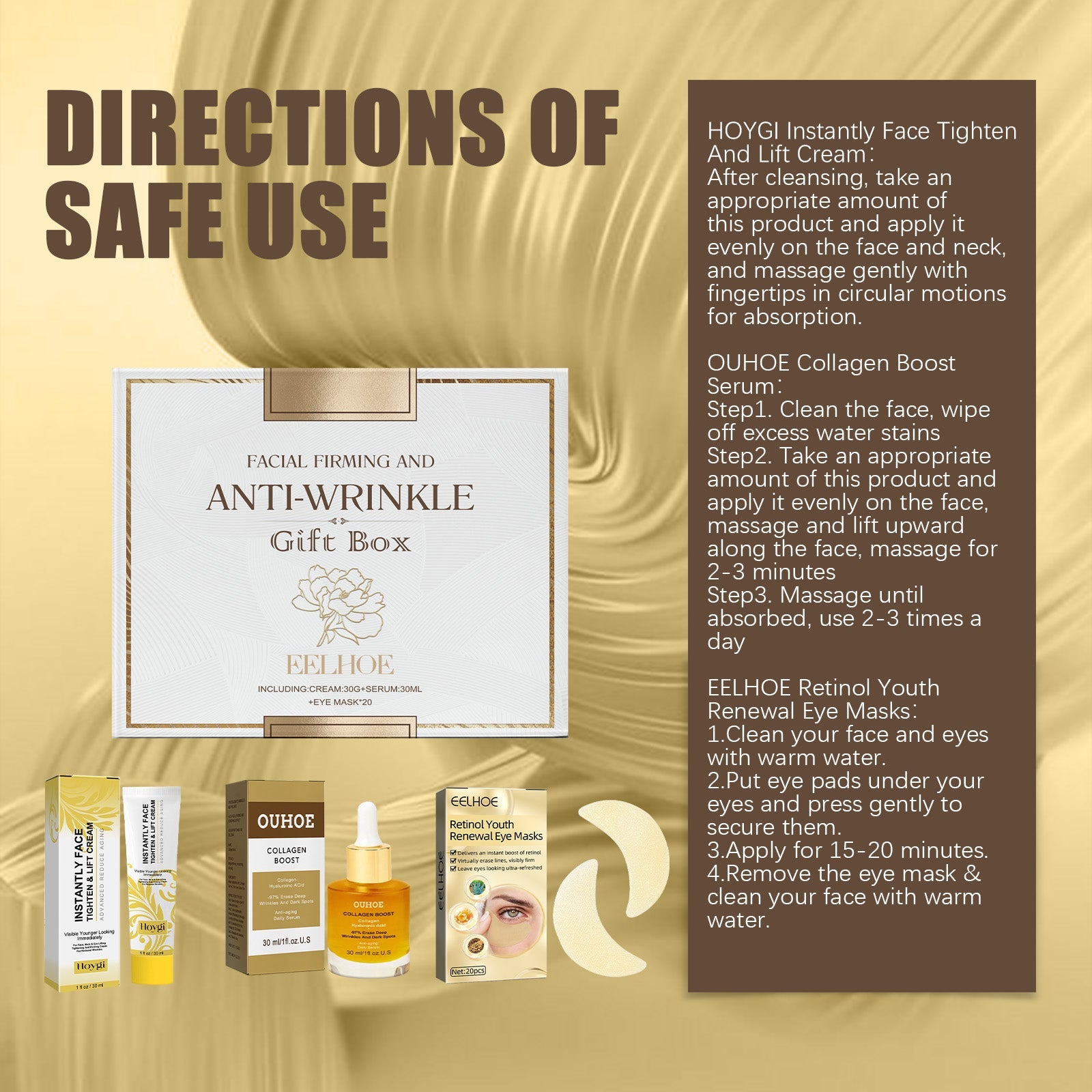 Facial Skin Care Gift Box, Moisturizing And Moisturizing Face And Eye Skin Rejuvenation Care And Lotion Set