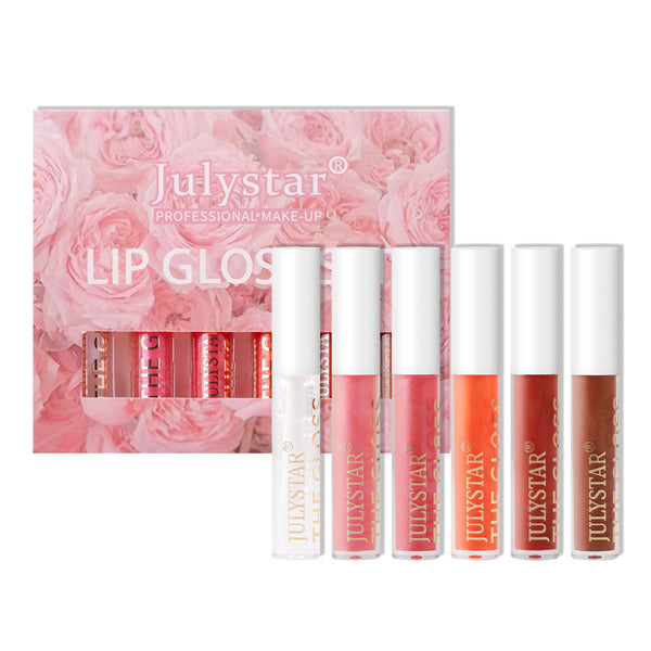 Six Pack Multi-Color Moisturizing Watery Glass Lip Gloss Pearl Watery Lip Glaze Non-Stick Mirror Lip Gloss