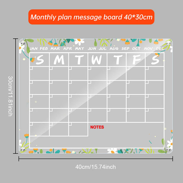 Acrylic message board magnetic refrigerator sticker household erasable calendar transparent note display board