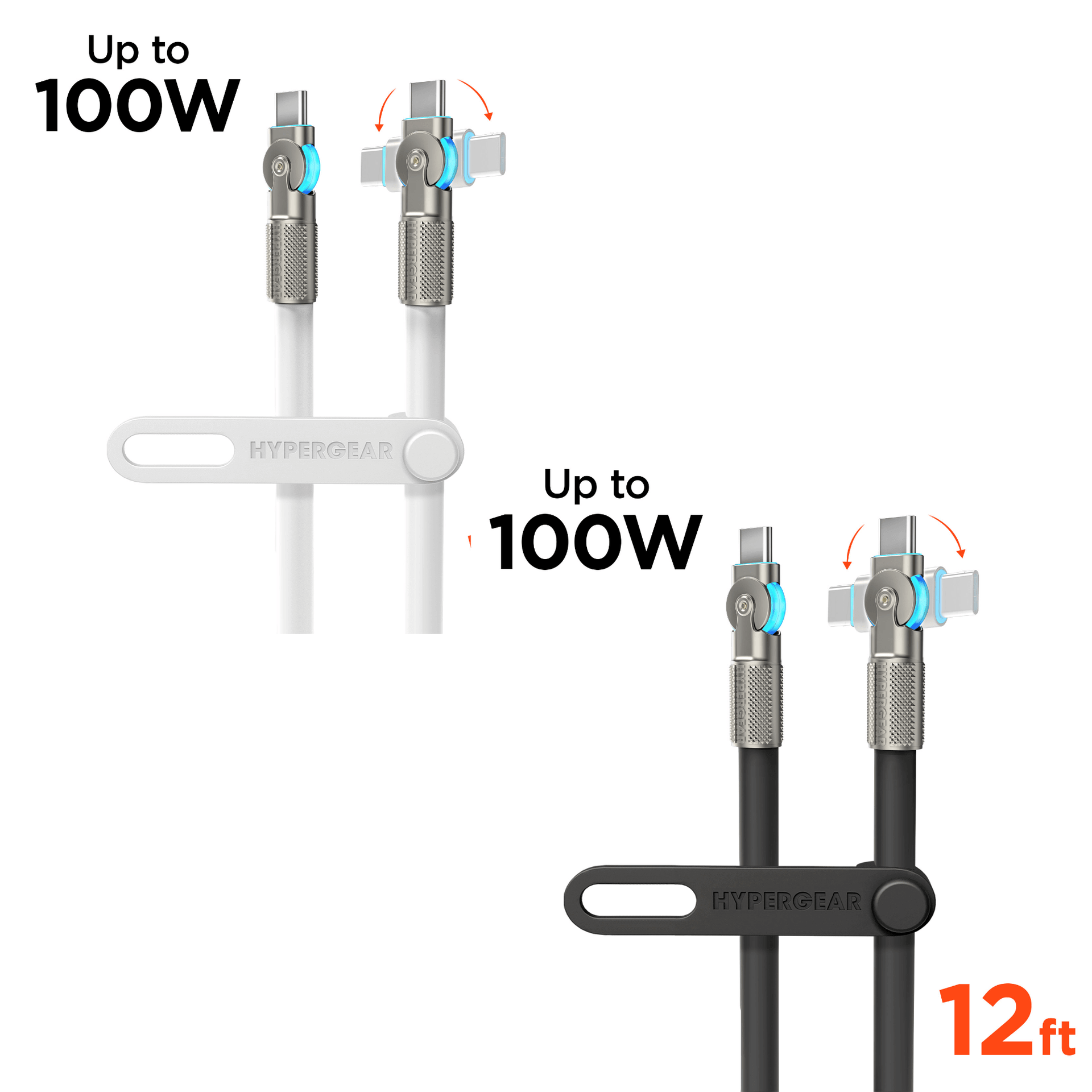 HyperGear Chunky180° 100W USB-C to USB-C Rugged Fast Charge Cable 12ft