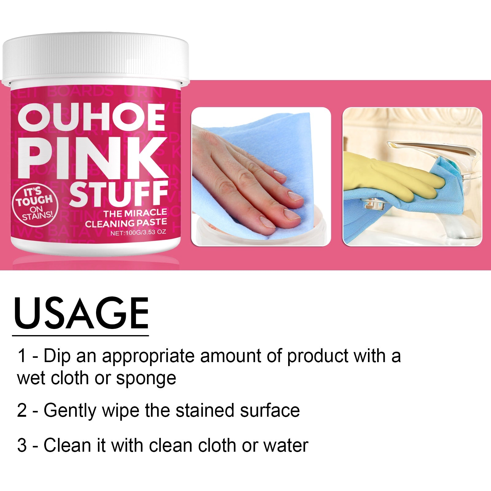 Home Gentle Multi-Functional Cleaning Cream, Clean Kitchen Heavy Oil Dirt General Pink Barrel Cleaning Powder