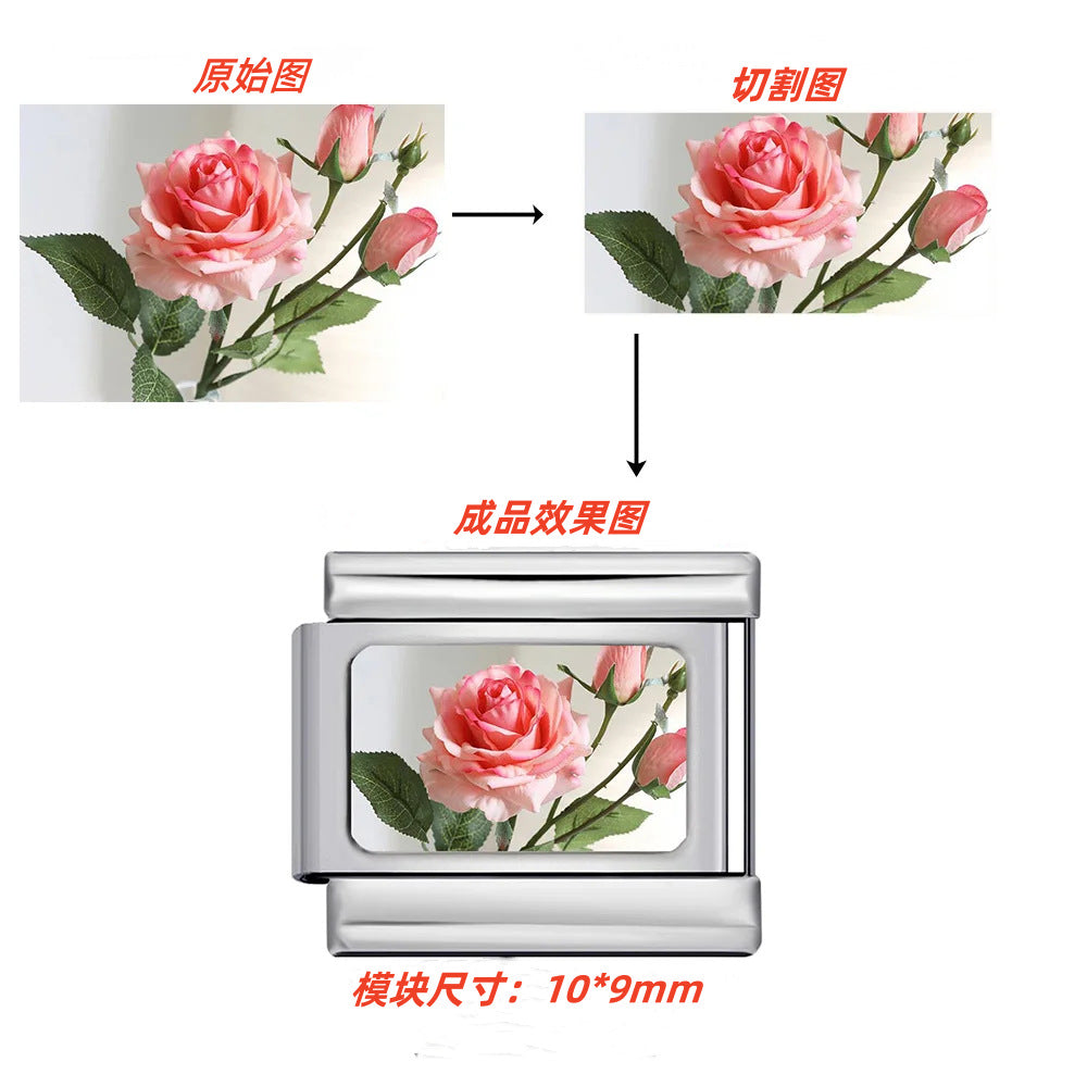 DIY Personalized Photo Picture Frame Making Titanium Steel Watch Band Chain Fashion Splicing Modular Bracelet