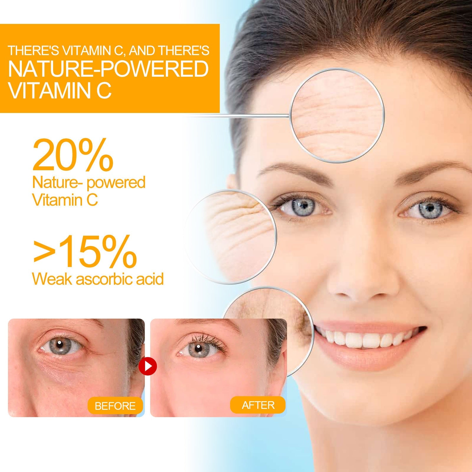 Vitamin C Anti-Aging Serum, Lighten Neck Lines And Facial Wrinkles, Firming And Tender Skin Anti-Wrinkle Serum