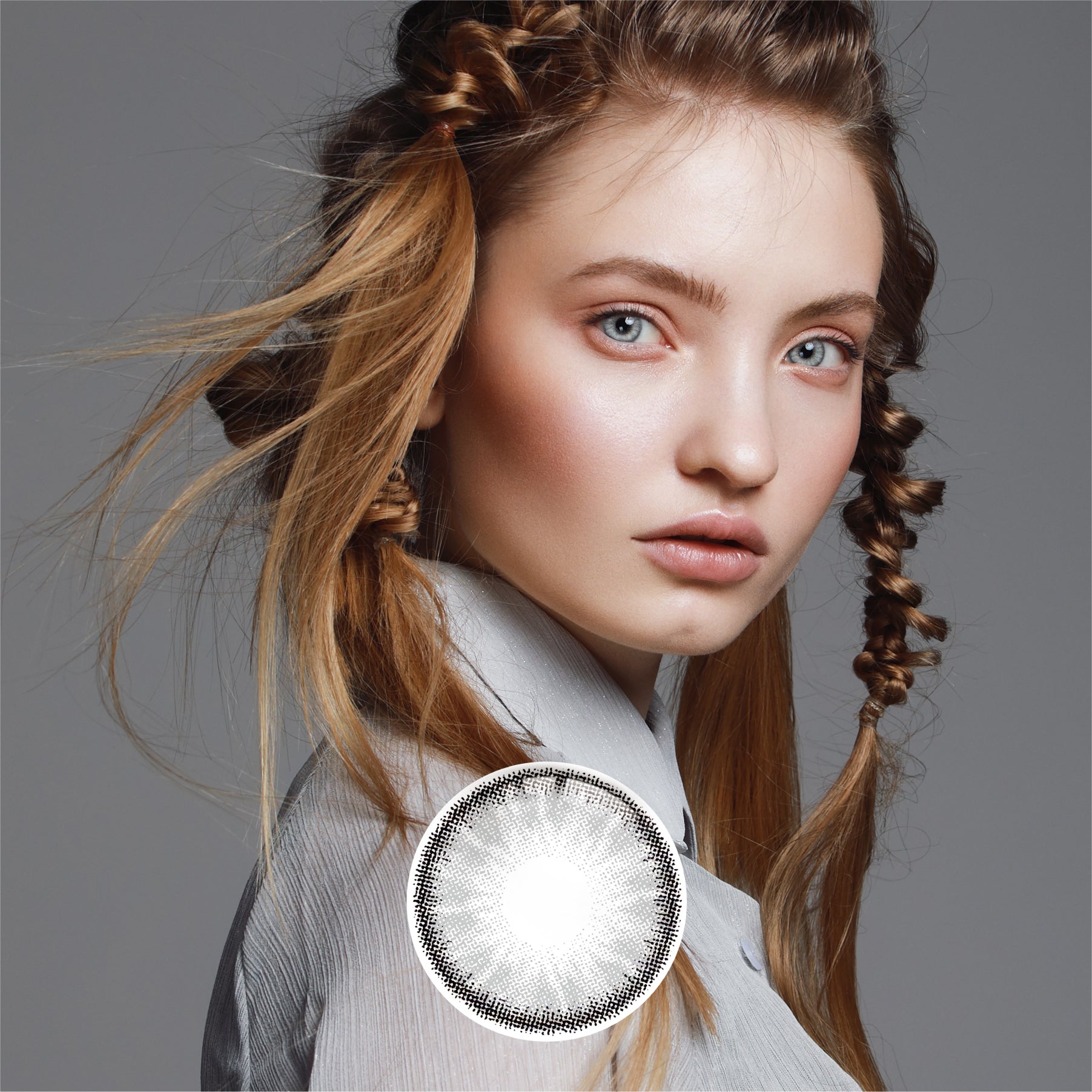 1Pair FDA Certificate Eyes Beautiful Pupil Colorful Girl Cosplay Contact Lenses  Purely GRAY