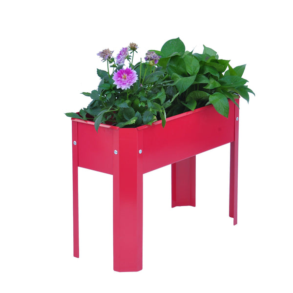 Mini Elevated garden bed, metal elevated outdoor flowerpot box, suitable for backyard and terrace, large flowerpot Red + Steel