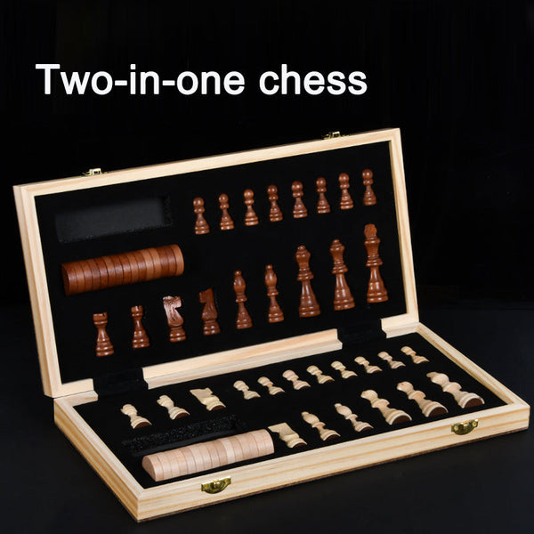 Wooden magnetic chess international checker solid wood chess pieces send the original queen two-in-one combination