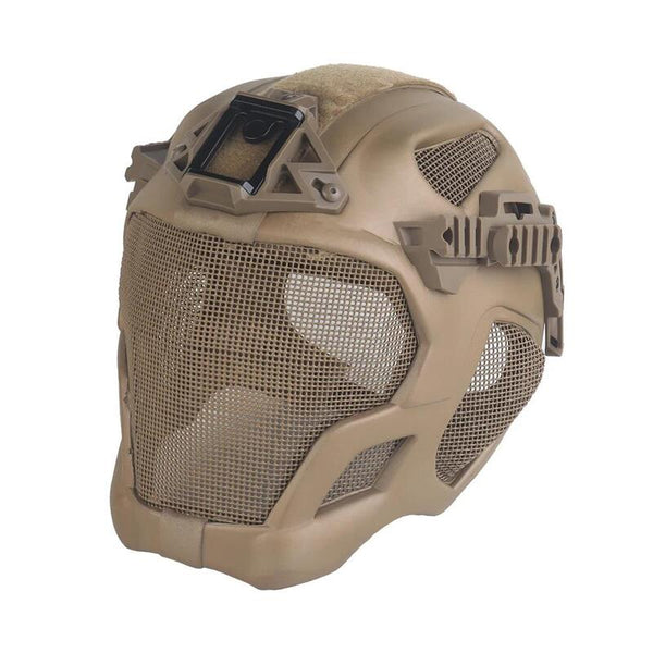 Lightweight EVA tactical helmet for hunting, airsoft, etc. Steel mesh mask included, good for cosplay.