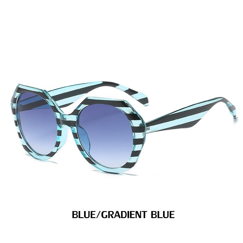 New Fashion Irregular Frame Sunglasses Ladies Ins Trendy Striped Large Frame Sunglasses